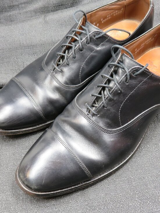 Allen Edmonds 24795 Park Avenue 5615 Black Cap Toe Derby Mens sz 9 B Oxford